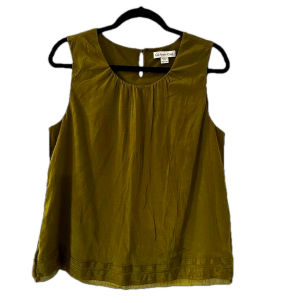 Ladies Sleeveless Green Shell Top.  Coldwater Creek.  Size PL (14-16)